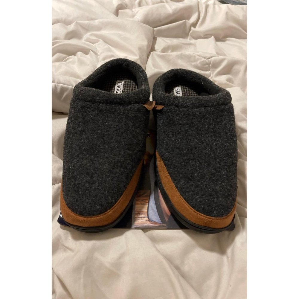 Men's Haggar Slippers Memory Foam Size Large L 9.5 - 10.5 NWT New Gray